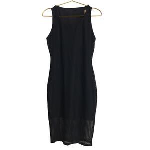 Shapellx Black Mesh Layered Midi Shaper Dress L Bodycon Stretch